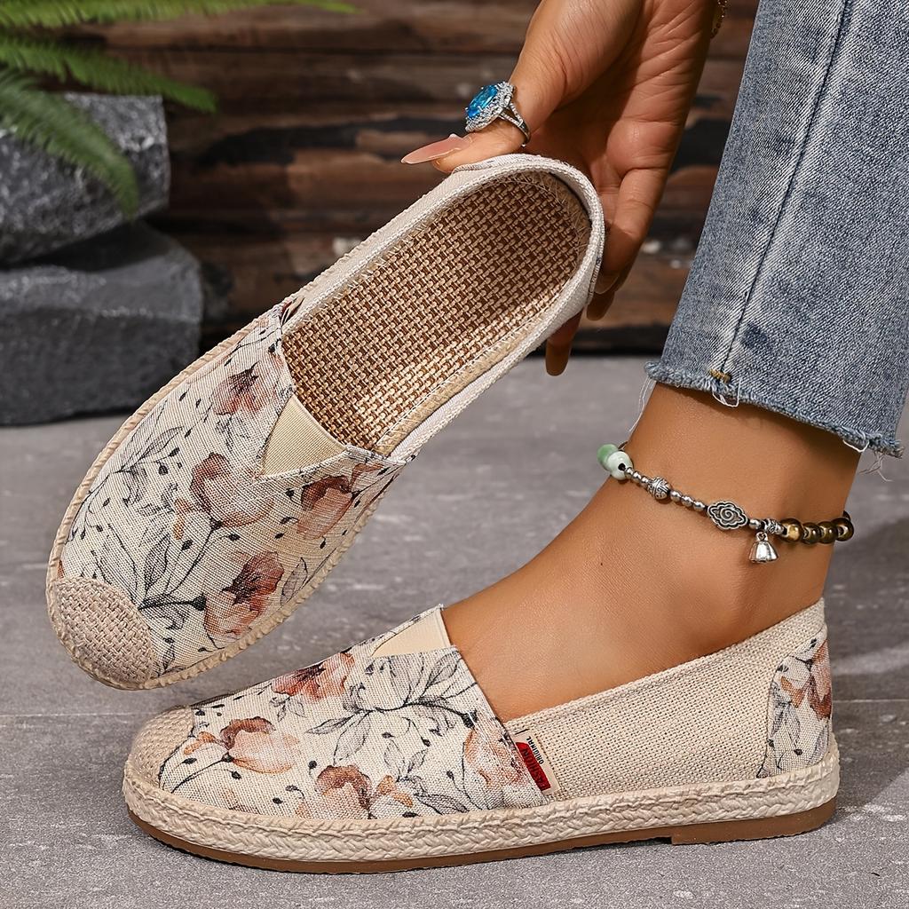 Antypoślizgowe Buty Vintage Damskie Lniane Buty Nowy Chiński Styl Styl Narodowy Drukowane Buty z Trawy Plecione Miękka Podeszwa Antypoślizgowe Buty dla Mamy