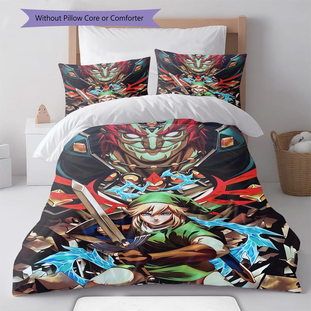 Adventure Game Pattern Bedding Quilt Set Quilt Cover Pillowcase Home Decoration Birthday Gift (1 * Duvet Cover + 2 * Pillowcase, Without Core)