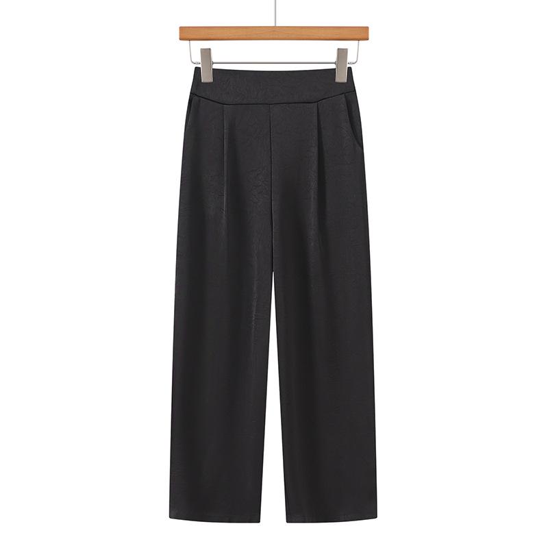 

Spring & Autumn Chiffon Wide-Leg Pants 2026: High-Waisted Straight-Leg for Middle-Aged & Older Women 5XL (Recommended for 145-160 jin) чорний