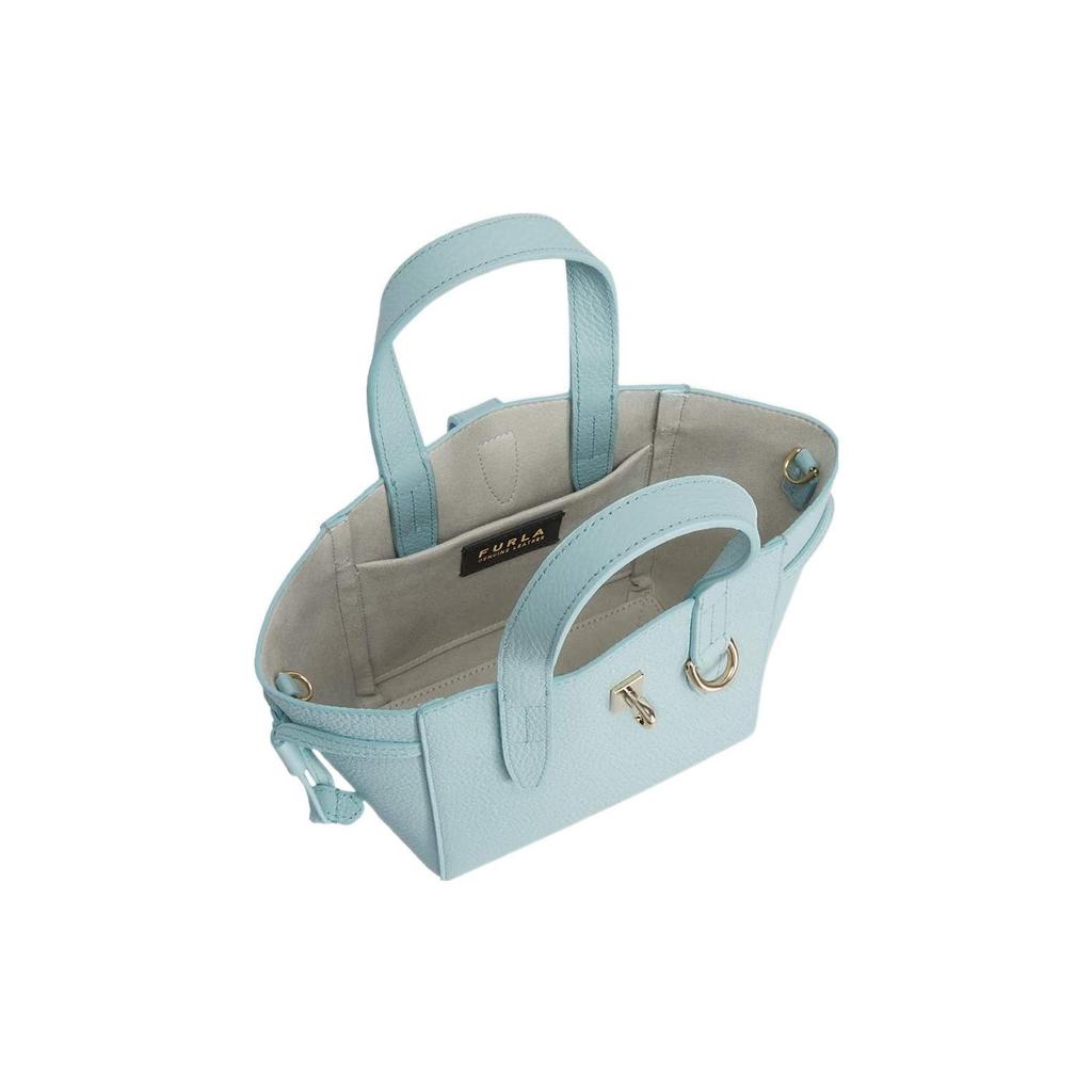 Furla Net Cow Leather Basket Bag, Shoulder Bag, Crossbody Bag, Handbag Mini Women's Mint Blue BASRFUA-HSF000-1859S