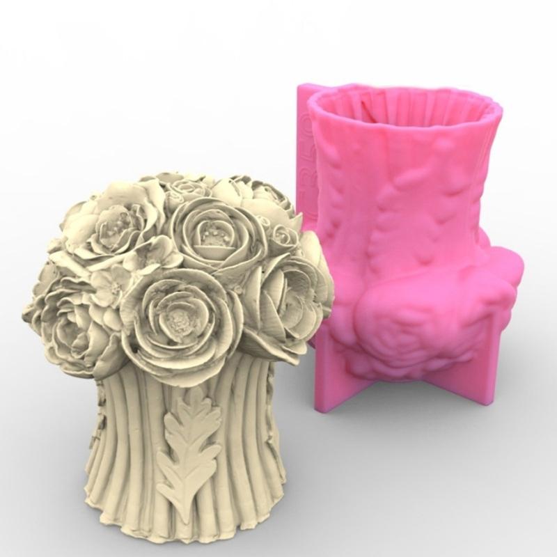 Rose Flower Silicone Molds DIY Crafts Plasters Mold Handmades Scented Candle Mold Table Ornament Mould Easy to Use