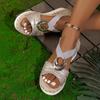 Women's Summer Wedge Sandals Elastic Strap Metal Decoration One Kick Women Sandalias Outdoor Daily Commute Sandalias De Mujer