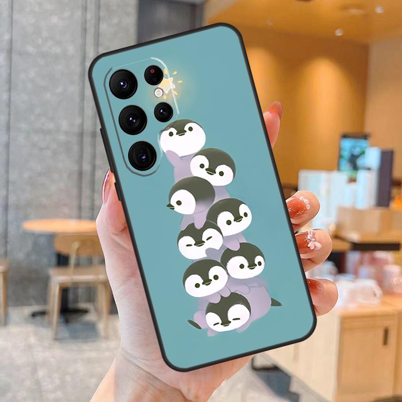 Cute Cartoon Penguin Phone Case For Samsung Galaxy S25 S23 S22 S21 S20 S24 Ultra S9 S10 Plus S25 FE Back Cover