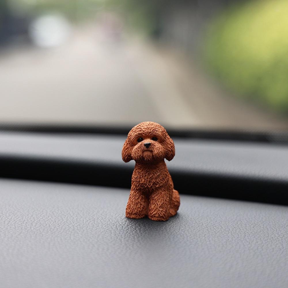 Resin Crafts Mini Animal Ornament Simulation Dog Action Figures Poodle Dog Figures  Birthday Gift