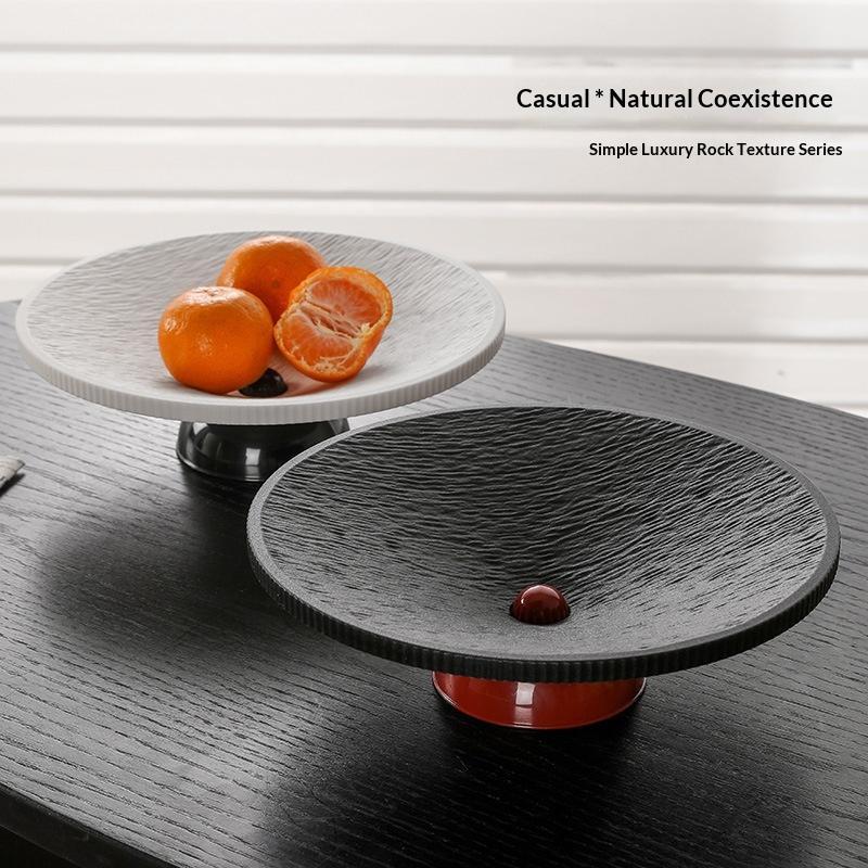 Minimalist Textured Pedestal Fruit Tray Stable Base Elegant Design Perfect For Home Coffee Table Serving Fruits Snacks Desserts