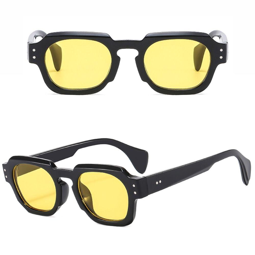 Trendy Punk Women's Square Sunglasses UV400 Protection Y2K Small Shades Rivets Sun Glasses for Beach/Travel/Streetwear