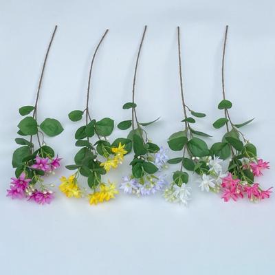 60cm Length Artificial Jasmine Bouquet 3-Forked Design Simulated Flower  Home Table Decor