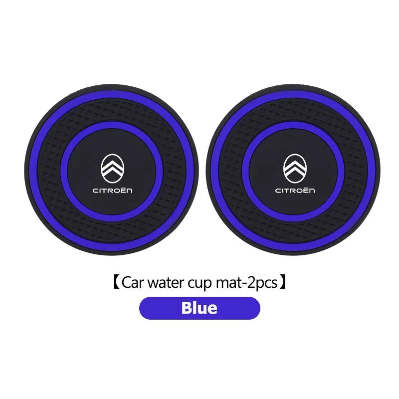 OCDK9 2pcs Car Anti Slip Insert Mat Coaster Water Cup Slot Decorate Pad For Citroen C5 C1 C2 C6 C4L DS3 DS4 DS5 C-Elysee Grand