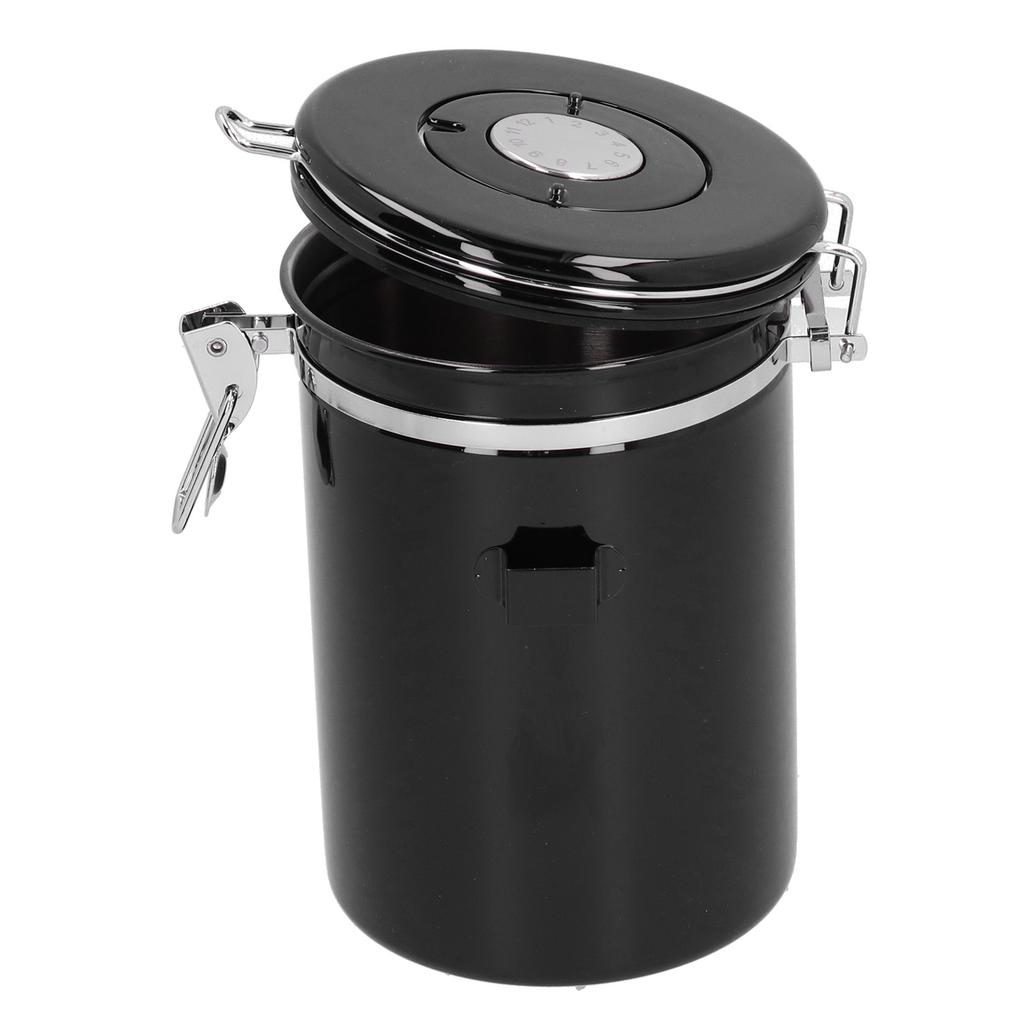 Coffee Beans Canister with Exhaust Valve Stainless Steel Storage Sealing Container with Spoon