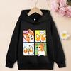 Autumn Kids Pullover Hoodie, Sweet Cartoon Corgi Puppy Four Grid Comic Print, Comfortable Material, Great Clothes for School And Outdoor Trips