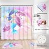 4 Pcs Shower Curtain Sets, Cute Unicorn Mermaid Cub Kids Rainbow Waterproof Bathroom Sets with Non-Slip Rugs, Toilet Lid Cover and Bath Mat,
