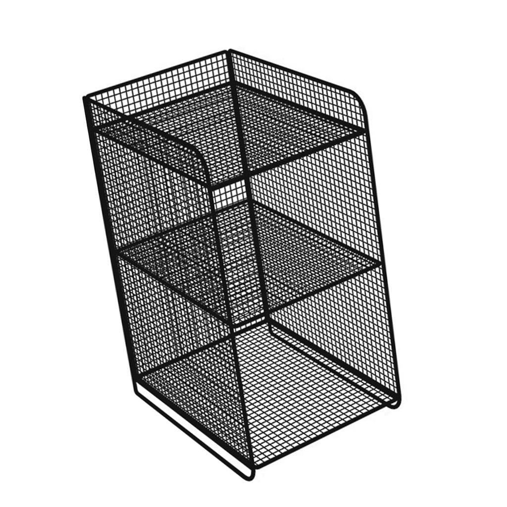 Storage Shelf Metal Heavy Duty Rack Side Shelving Table End Shelving Holder for Housheold Bedroom Black