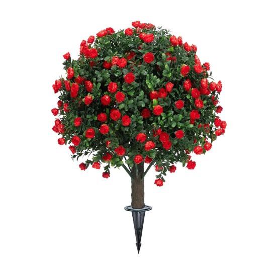 Artificial Topiary Ball Boxwood/Pine with Ground Spike Tree/Rose/Lavender Shrub 24 Inch Faux Fake Bushes Trees