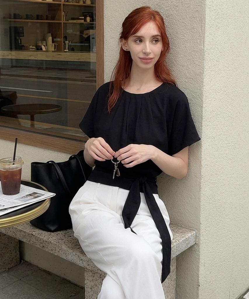 Keulleiseu Slim Waist Shirt Blouse_Yellow