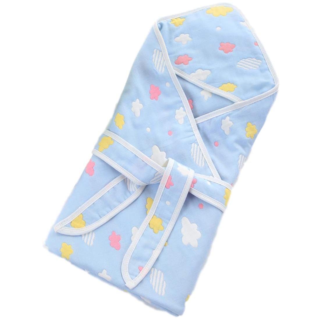 

BoaSolchi Newborn Swaddle, Baby Bath Towel, Blanket, 100% Cotton, 6-Layer Gauze (Blue)