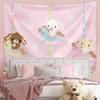 1Pc Kawaii Carousel Bunny Tapestry - Polyester 2D Print Pink Heart & Polka Dot Design, Perfect Wall Decor Gift For Bedroom, Livi