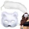 Fox Cat Face Mask & Tail Prop Costume Set for Halloween and Stage Performances