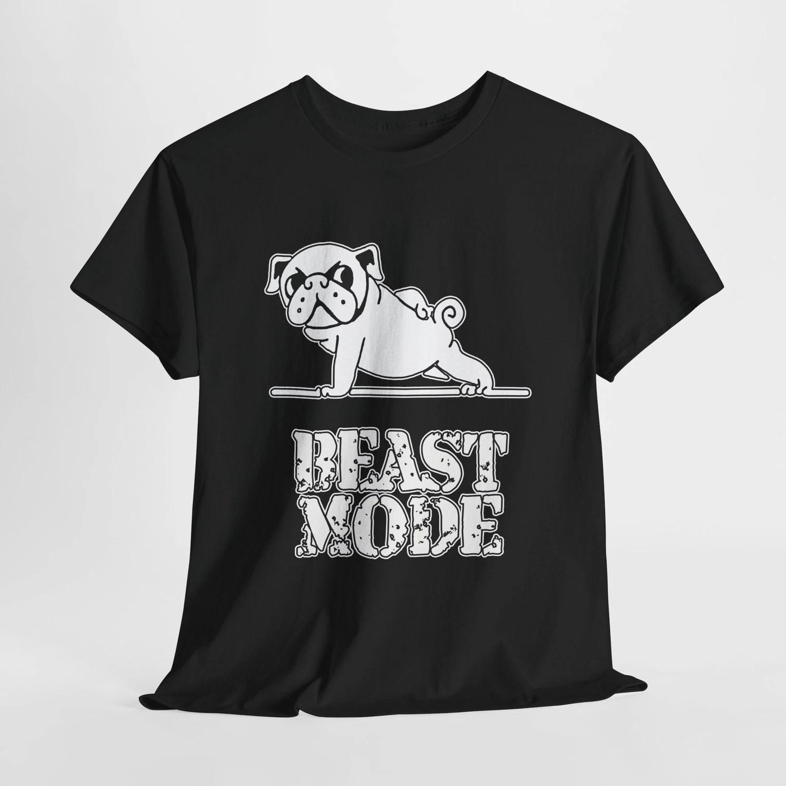 Pug Fitness Tee, Funny Workout Shirt, Beast Mode Gym Top, Unisex Cotton T-Shirt, S