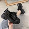 Fashion Plus Size Black Flatform Leather Loafers Women's Shoes Britchic Versatile Round Toe Loafers Lace Up Shoes