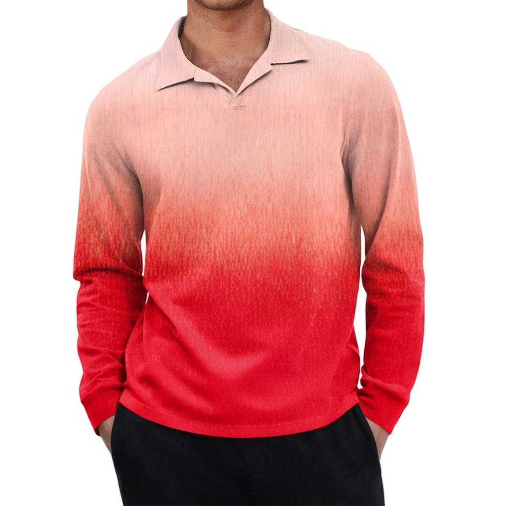 Men's Casual Retro Small V-neck Long-sleeved Top