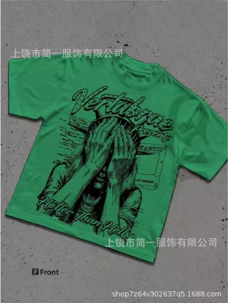 Summer men's European and American retro trend short-sleeved casual digital printing T-shirt top summer explosion