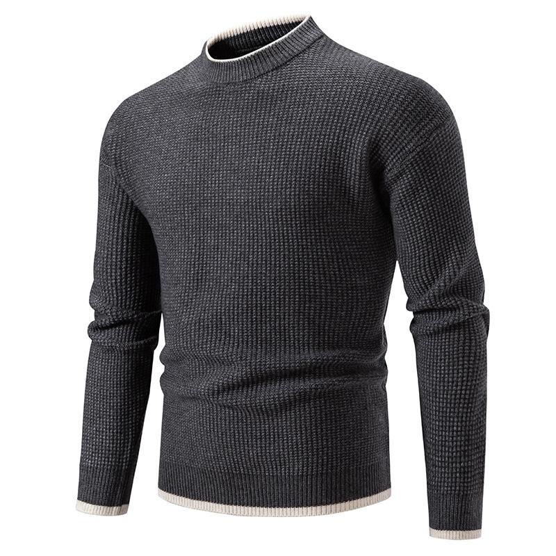 

Autumn and Winter New Splicing Collar Pullover Knitted Sweater Youth Slim-fit Sweater 3XL темно-серого