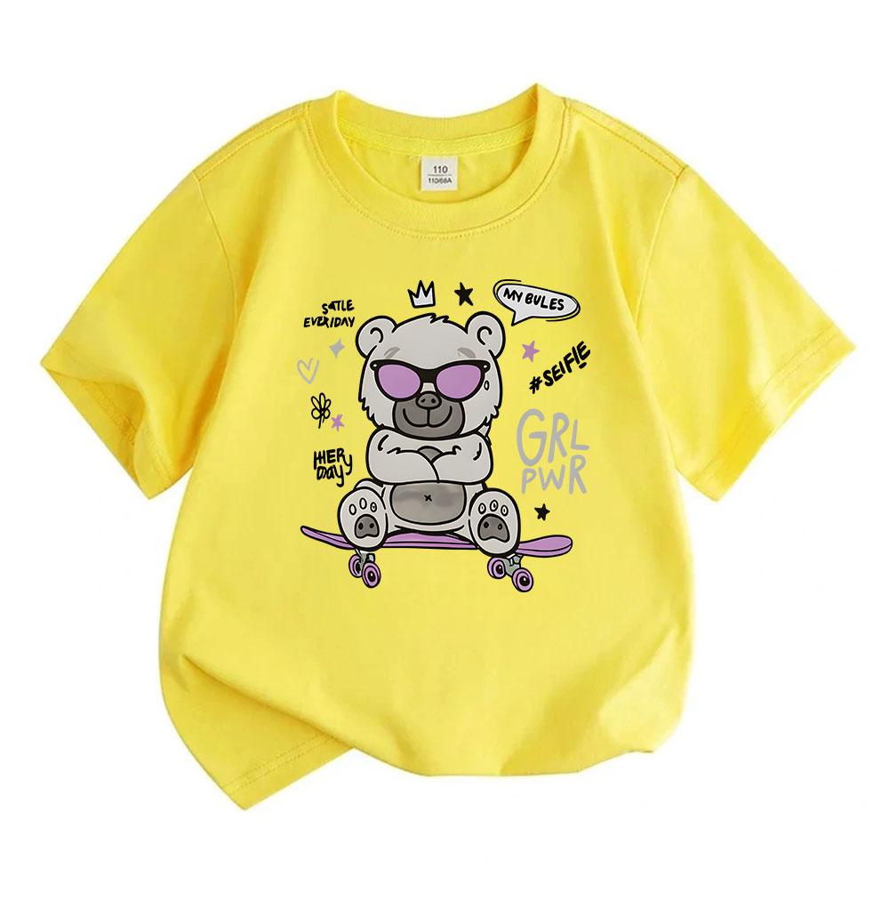 Kids Boys Girls 100% Cotton Short Sleeve O-Neck T-Shirt, Coo