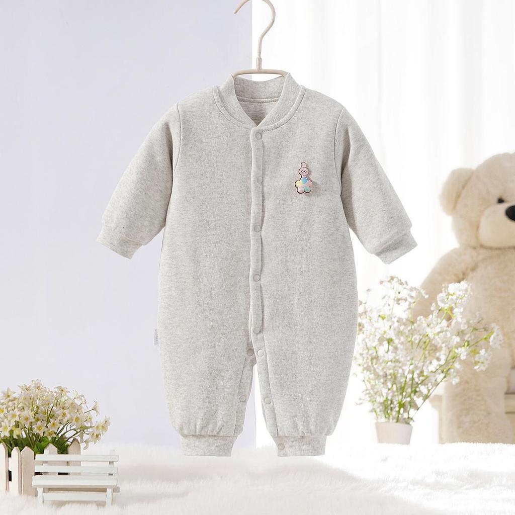 Frühlings- & Herbst-Baby-Baumwoll-Strampler: Gesteppter Samt, Langärmlig, Dünner Einteiler für Neugeborene