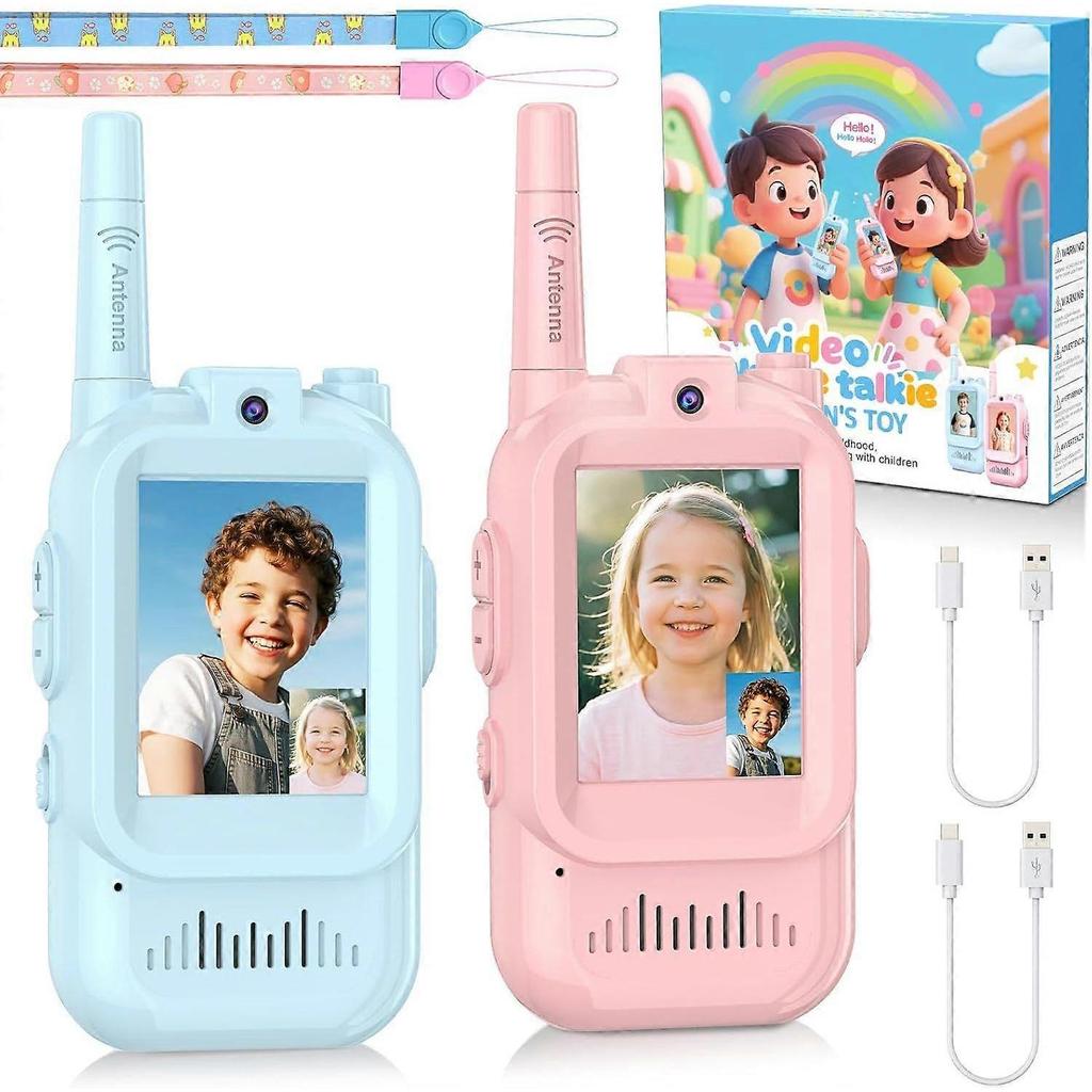 Video Walkie Talkie for Kids - 2 Pack Rechargeable Kids Walkie Talkies Long Range Radios, Video Intercom & Voice Effects, Christmas Birthday Gifts, To