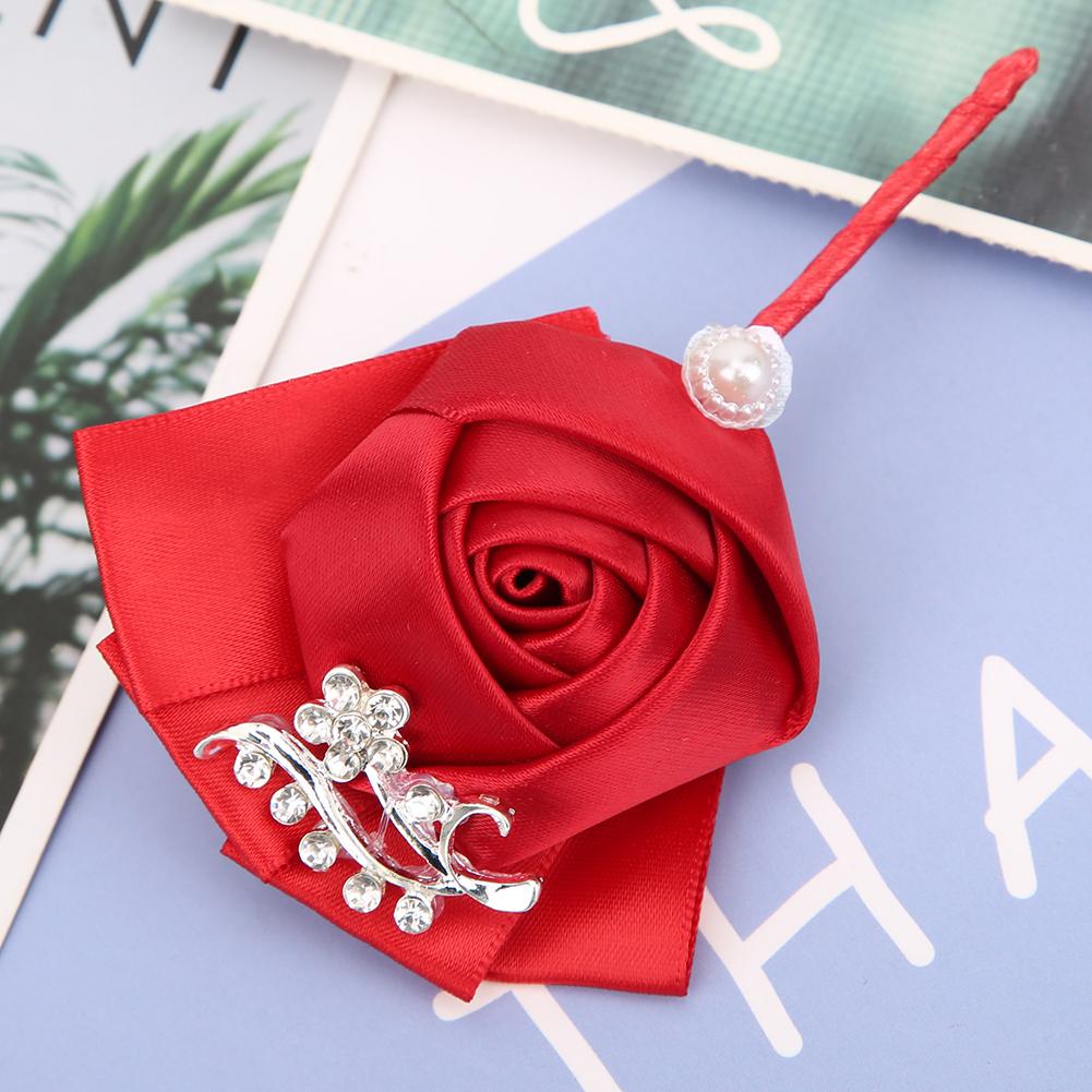 4Pcs Exquisite Ribbon Wedding Corsage Brooch Bridesmaid Artificial Chest Flower Accessories