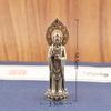Retro Brass Buddha Guanyin Light Statue - Desktop Deity Ornament, Handheld Pendant, Old Copperware Handicraft.