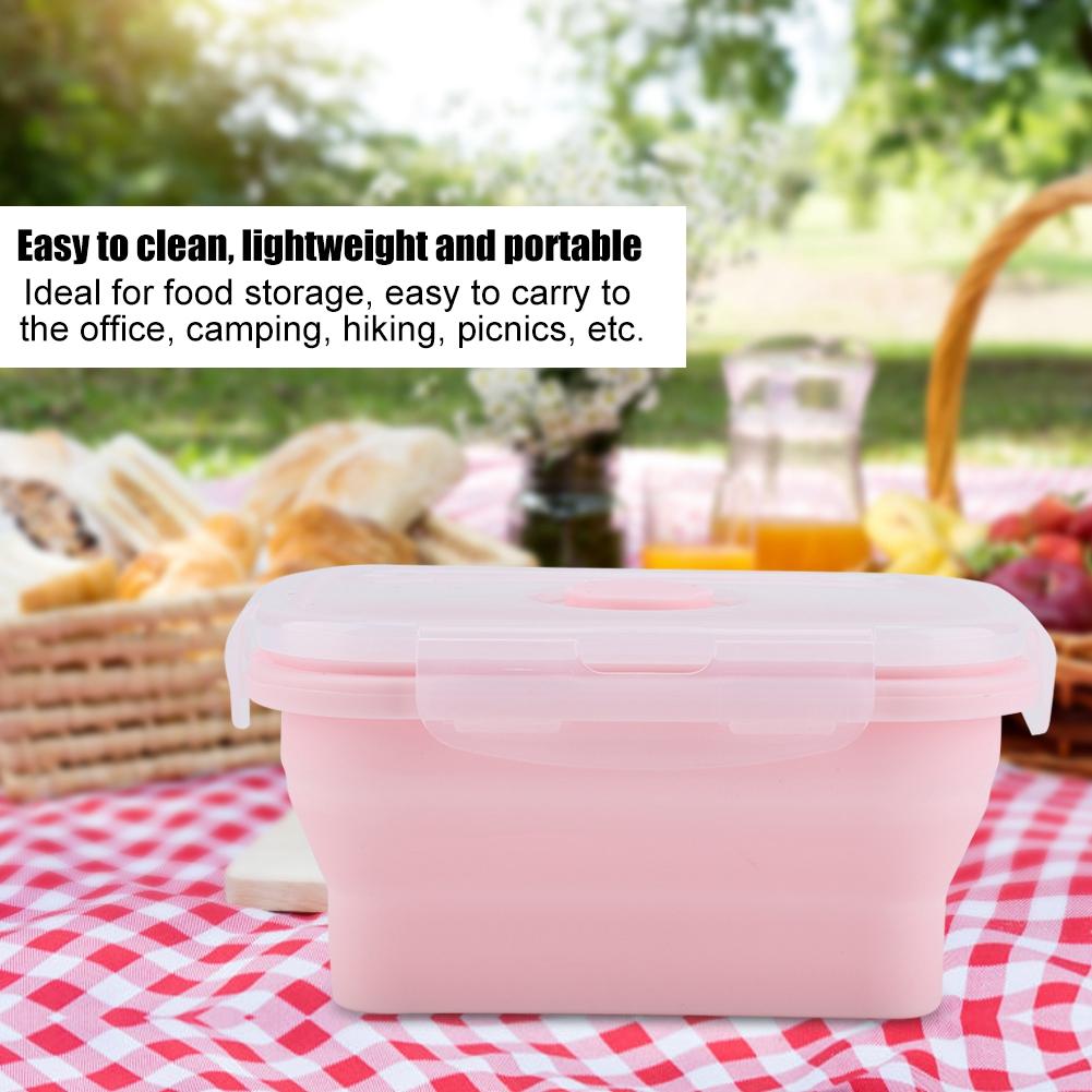 Portable Silicone Lunch Box Folding Microwave Safe Lunchbox Food Container