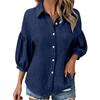 1116 Summer European Beautiful Women's Shirt Solid Color Casual Button-up Shirt Women's Breathable Short Sleeves