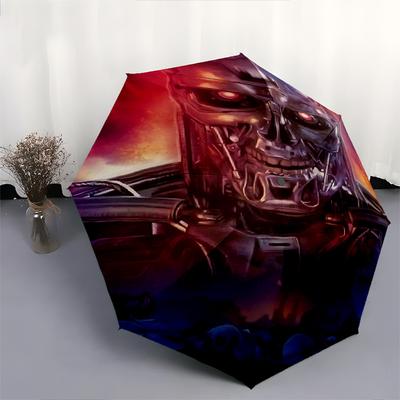 1pc Automated Terminator Head Umbrella, Foldable Design, Iron Frame, Outdoor Use, Ideal Gift for Fans & Travelers.C024