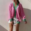 Hirsionsan, primăvară, toamnă, mozaic, tricot, cardigane femei, noi, un singur piept, vintage, pulovere coreene, haine la modă pentru femei