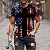 Men's 3D Printed T-Shirt Independence Day Cross Camouflage Print Short Sleeve O-Neck Pullover Casual Top