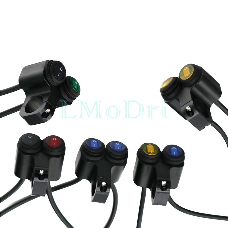 LMoDri Motorcycle Handlebar Switch 2 Control Buttons Motorbike 22mm 7/8" Bar Refit Switches ON/OFF