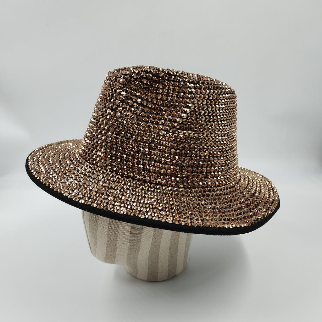 Fedoras Rhinestone Fedora Hat for Women Gemstone Fedoras Jazz Top Hat Winter Handmade Performance Hat Party Hat Jackson Hats