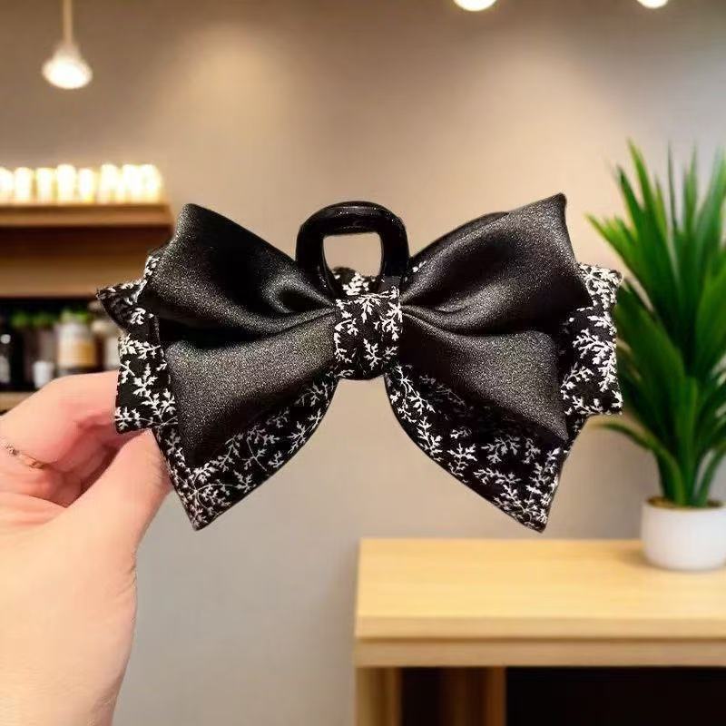 

1 шт. Элегантная заколка-бант с цветочным узором, новый ретро осенне-зимний стиль, заколка-акула, заколка для волос, ободок на затылке