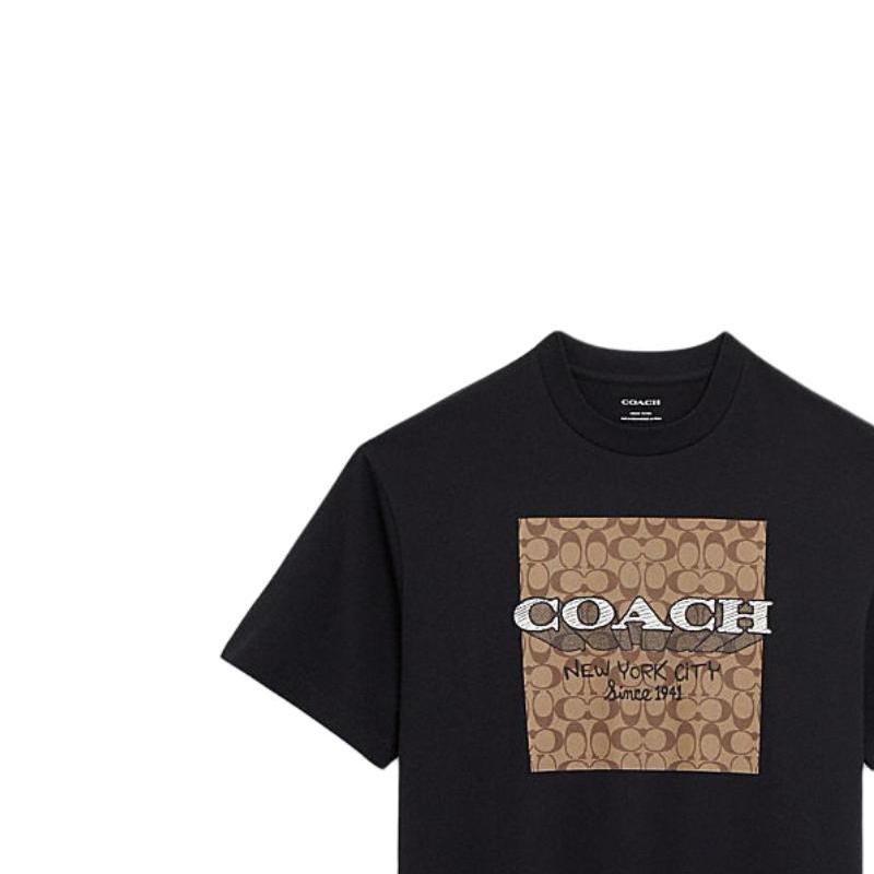 Coach Ss24 Logo Letter Applique Round Neck Short Sleeve T-Shirt Men T-Shirts Black CR489-BLK