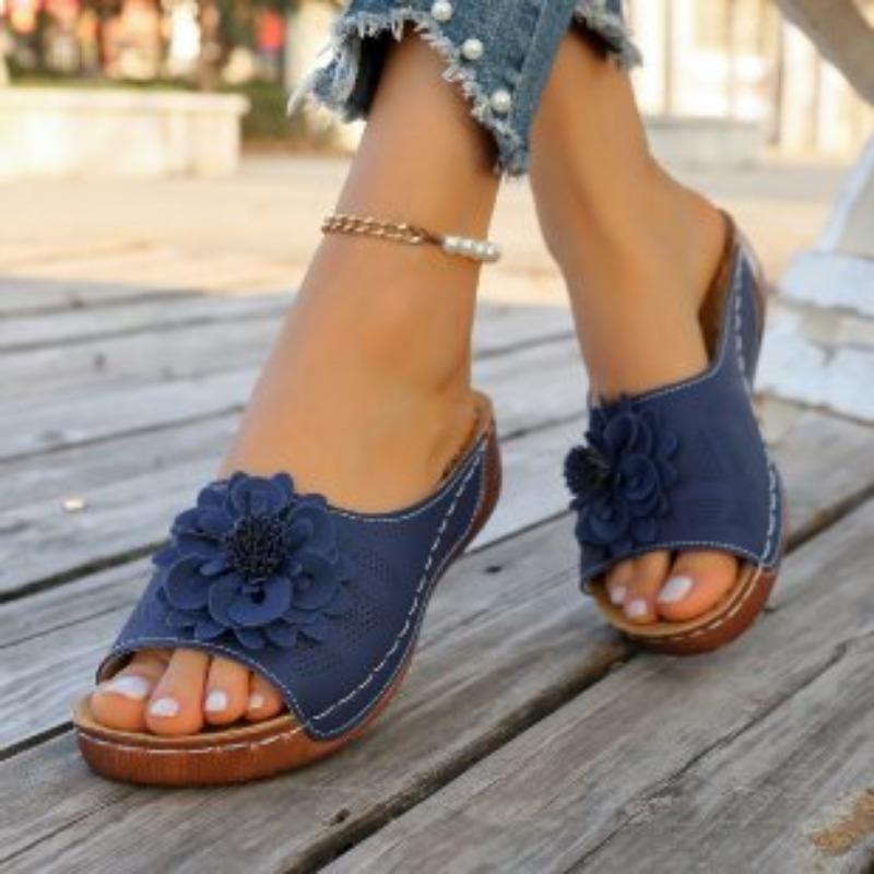 Women Slippers Casual Wedges Shoes Women Elegant Low Platform Slippers Fashion beach Slides Women Summer Soft Heels Sandals
