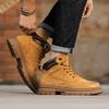 Spring and Autumn Men's Round Toe Shoes Are Fashionable Cool Trendy Versatile High-quality Casual Leather Lace Up High Top Shoes