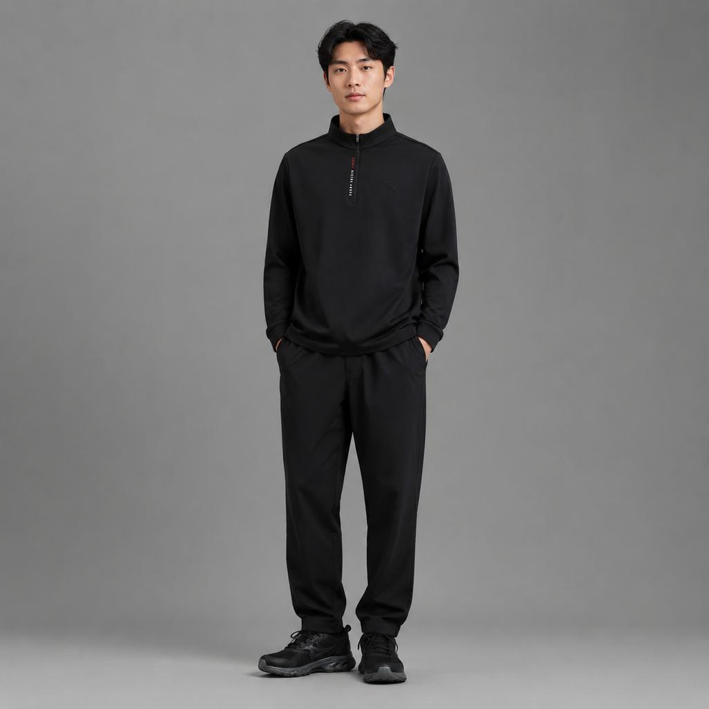 Anta Business Casual Sports Fashion Comfortable Lightweight Versatile Long Sleeve T-Shirt Half Open Collar Light Warm Fleece Knit 152547402RN-3