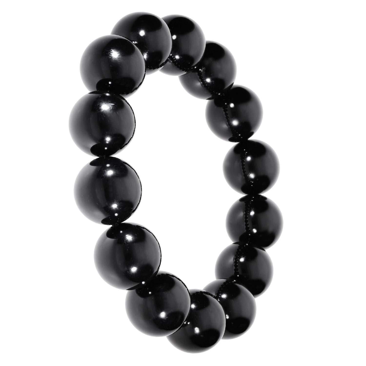 

[Shinjuku Gin no Kura] Large 16mm Onyx Bracelet, Approximately 18cm Long (Men s Medium), Natural Stone, Power Stone, Black Agate, Simple Design