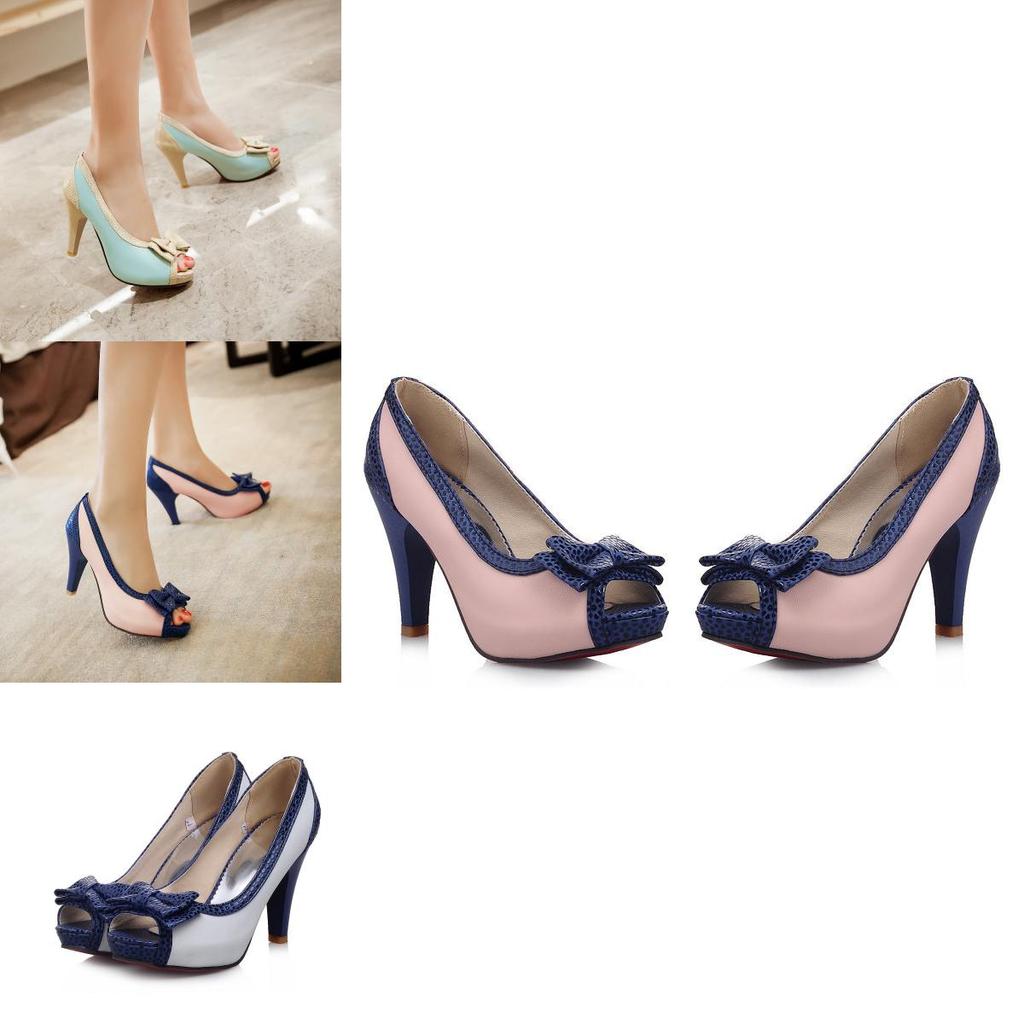 Elegant New Fashion Women's Heels With Bowknot Peep Toe For Princess Lolita Look Size 35-43