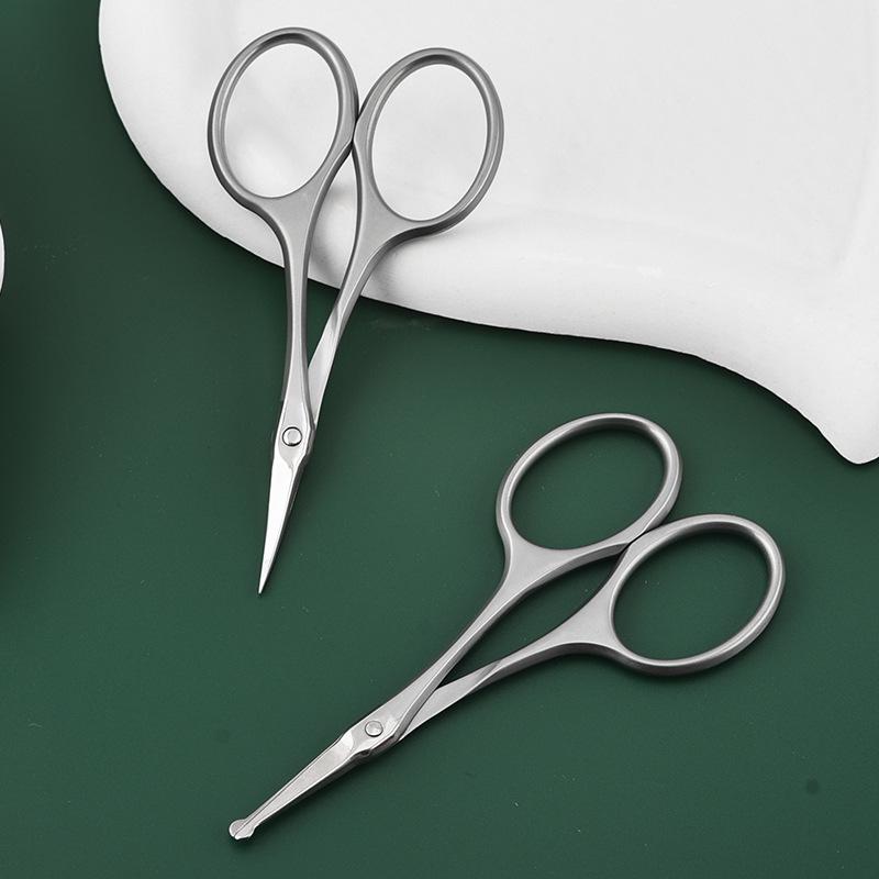 Semi-Sandblasted Beauty Trimming Scissors Set: Eyebrow, Nose Hair, Pointed & Rounded Scissors for Makeup and Household Use.