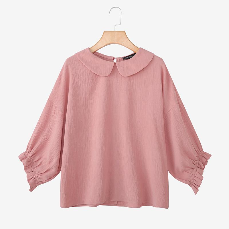 

ZANZEA Женская повседневная блузка свободного кроя с кукольным воротником и рукавами 3/4 4XL