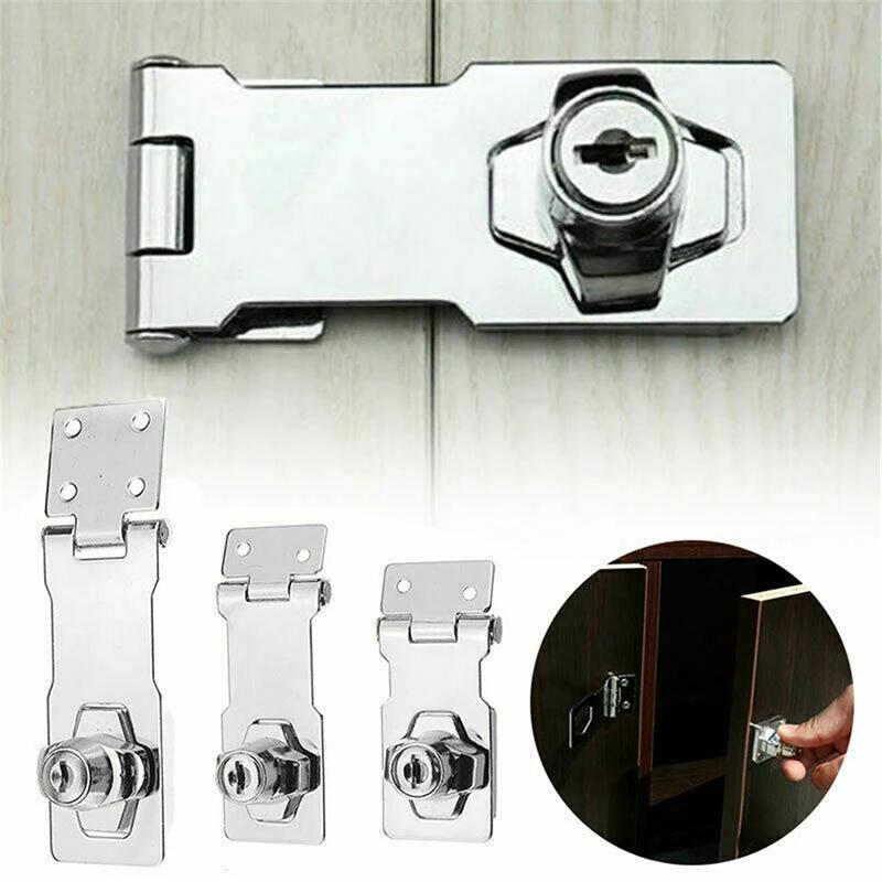 Heavy Duty Locking Hasp Staple with Keys for Cabinet Shed Garage Mailbox Security Furniture Lock Durable Padlock Hardware