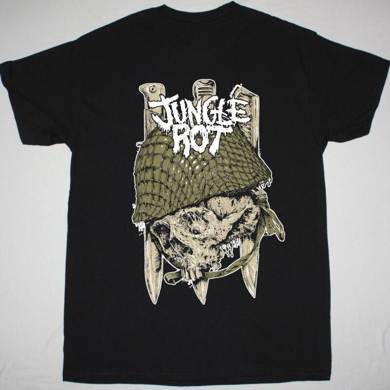 

Vtg JUNGLE ROT Band SKULL Heavy Black All Size T Shirt For Men BL409 L