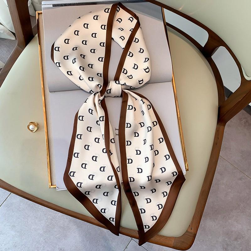 Korean Polka Dot Skinny Scarf: Imitation Silk Spring/Summer Neck Scarf & Headband Tie for Women